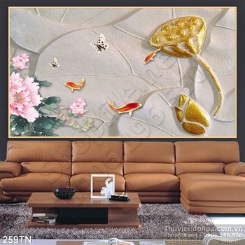 Tranh giả ngọc hoa sen và mẫu đơn