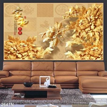 Tranh điêu khắc gỗ hoa mẫu đơn