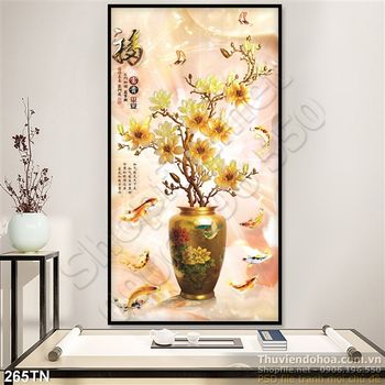 Tranh giả ngọc bình hoa trang trí