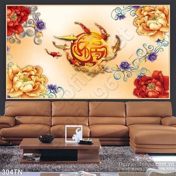 Tranh giả ngọc hoa mẫu đơn vàng