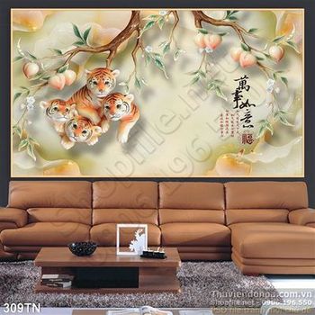 Tranh giả ngọc hổ và cây đào