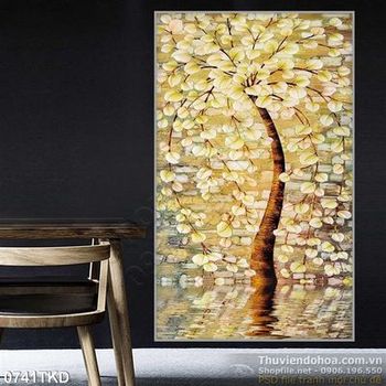 Tranh sơn dầu cây tiền vàng