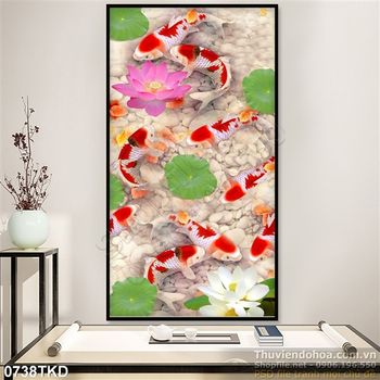 Tranh cá chép và hoa Sen