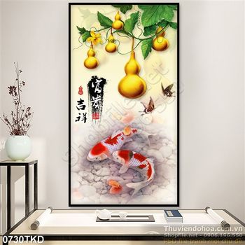 Tranh quả bầu vàng và cá chép