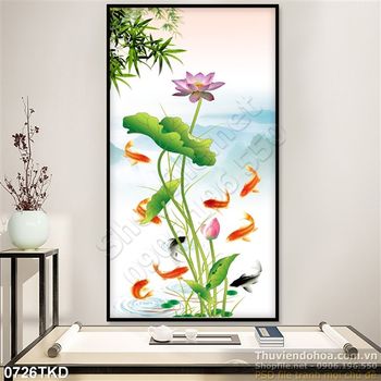 Tranh cá chép và hoa Sen treo tường