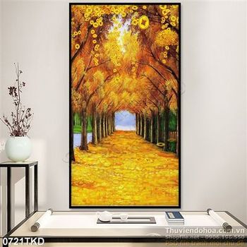 Tranh rừng cây kim tiền trang trí phong thủy