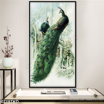 Tranh chim công nghệ thuật