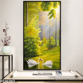 Tranh thiên nga và khu rừng mùa thu