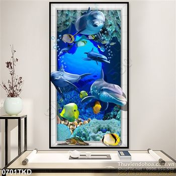 Tranh cá heo đại dương trang trí tường trẻ em