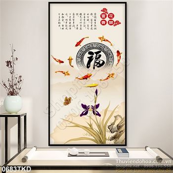 Tranh thư pháp cửu ngư phong thủy