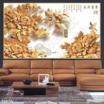 Tranh giả ngọc hoa mẫu đơn thư pháp