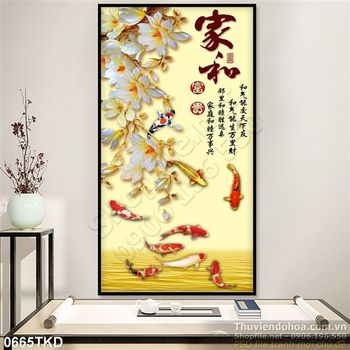 Tranh cá chép và hoa Mộc lan