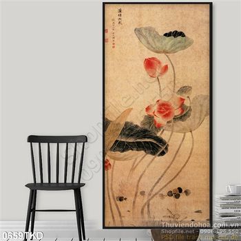 Tranh thư pháp hoa Sen