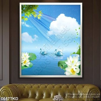 Tranh chim thiên nag và dòng sông