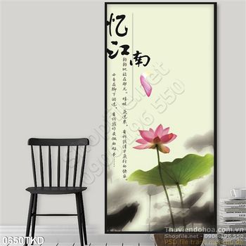 Tranh hoa Sen thư pháp đẹp nhất