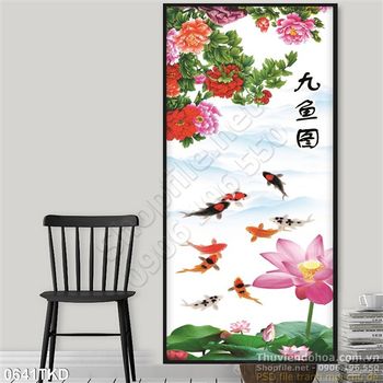 Tranh hoa Sen và hoa mẫu đơn nghệ thuật
