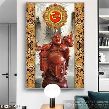 Tranh Phật Di Lặc điêu khắc gỗ