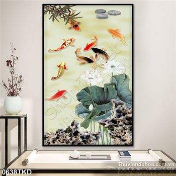 Tranh cá chép và hoa Sen trang trí tường