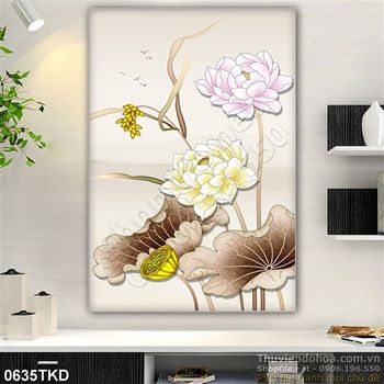 Tranh hoa Sen nghệ thuật đẹp