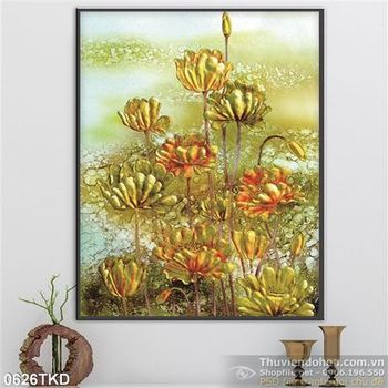 Tranh hoa Sen nghệ thuật trang trí tường hiện đại