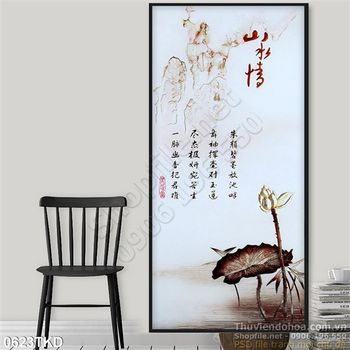 Tranh thư pháp hoa sen