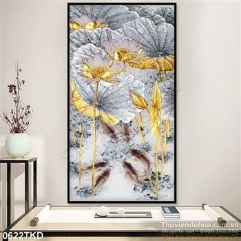 Tranh hoa Sen kim tiền nghệ thuật