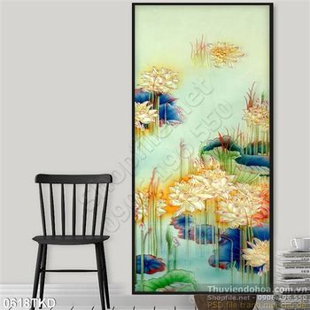 Tranh gỉa ngọc hoa Sen kim tiền