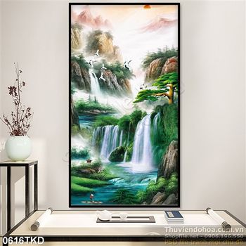 Tranh sơn dầu thác nước