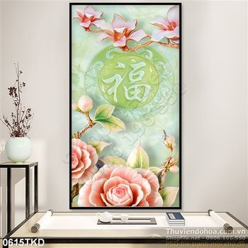 Tranh gỉa ngọc hoa Trà và hoa Mộc Lan