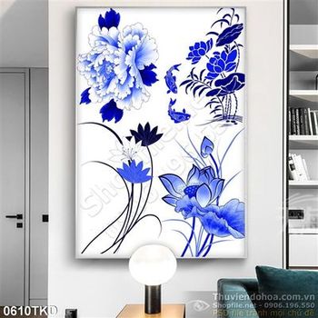 Tranh hoa mẫu đơn in gạch chất lượng cao