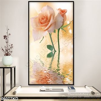 Tranh hoa hồng in gạch chất lượng cao