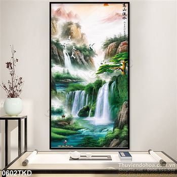 Tranh sơn dầu phong cảnh thác nước