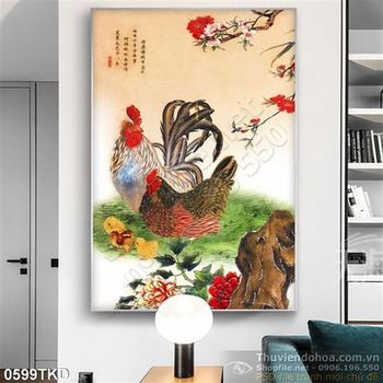 Tranh thư pháp đàn gà