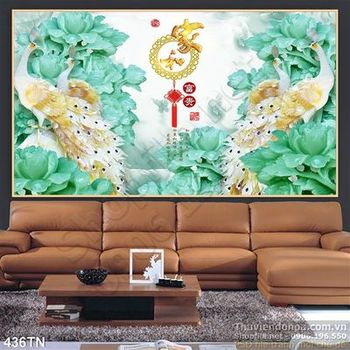 Tranh giả ngọc chim công  phong thủy