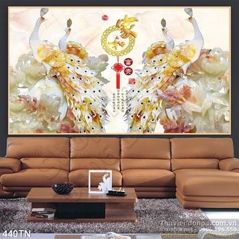 Tranh giả ngọc chim công trang trí