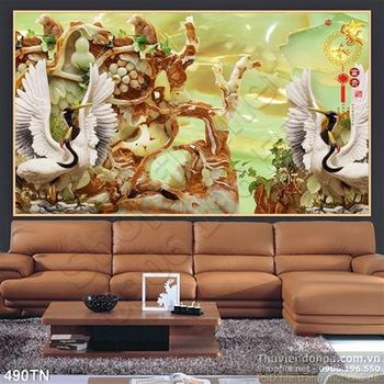 Tranh giả ngọc chim hạc trang trí