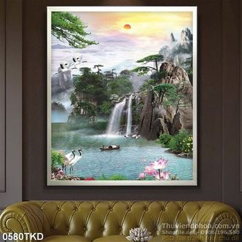 Tranh thác nước phong thủy nghệ thuật