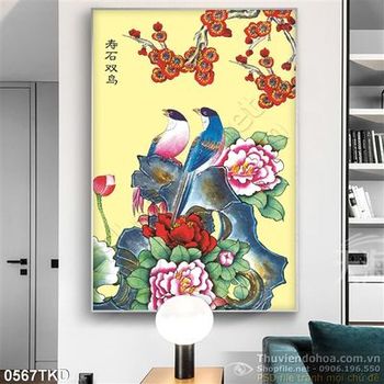 Tranh hoa mẫu đơn và chim yến