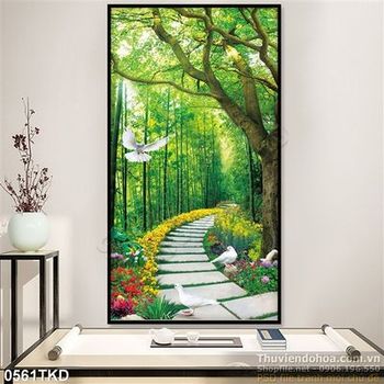 Tranh con đường trong khu rừng