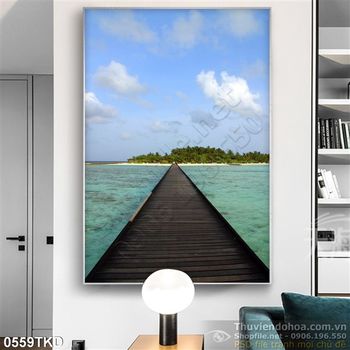 Tranh cây cầu ra biển