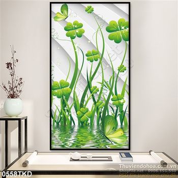 Tranh cỏ 3 lá in gạch