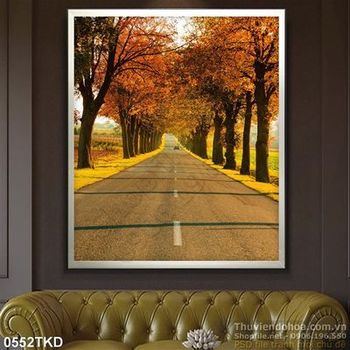 Tranh con đường mùa thu