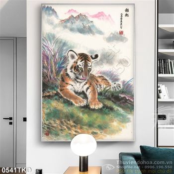 Tranh hổ thư pháp treo tường