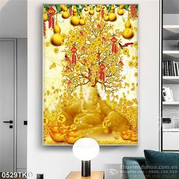 Tranh Phật Di Lặc và cây tiền vàng