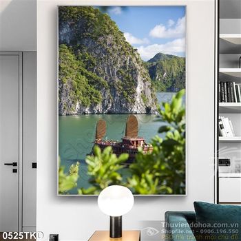 Tranh vịnh Hạ Long và du thuyền