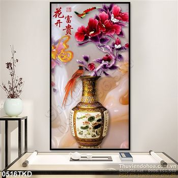 Tranh bình hoa cổ treo tường đẹp