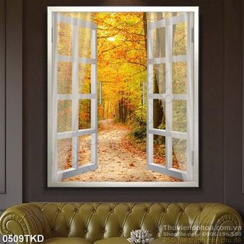 Tranh con đường mùa thu nghệ thuật