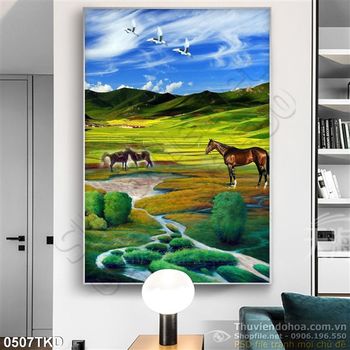Tranh thảo nguyên và đàn ngựa