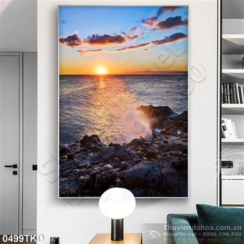 Tranh cảnh hoàng hôn trên biển