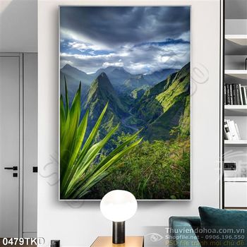 Tranh núi cao trang trí phòng khách